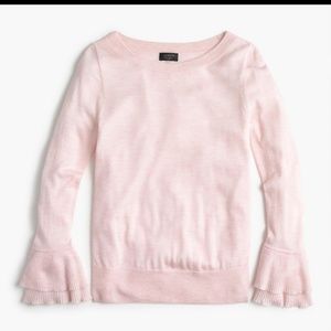 J. Crew 100% Cashmere Ruffle-Sleeve Sweater Large
